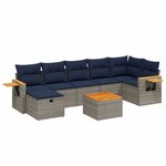 vidaXL Salon de jardin 8 Pièces avec coussins gris résine tressée