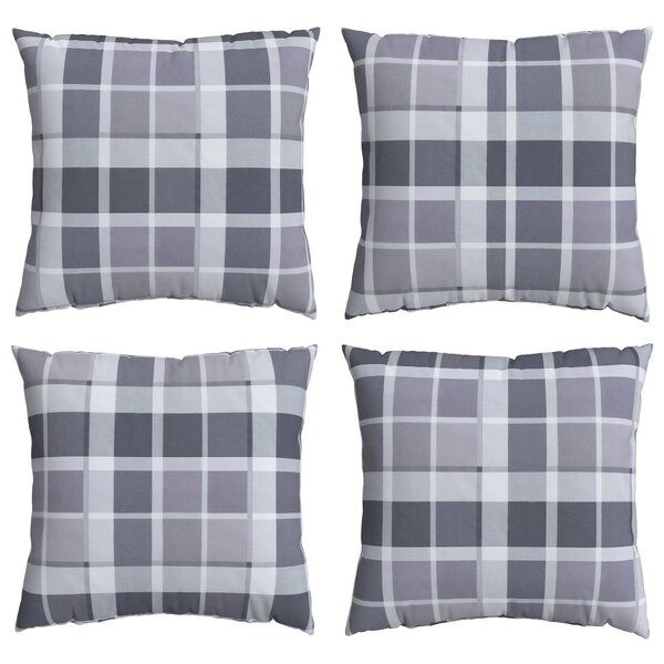 vidaXL Coussin d'extérieur 4 pc Tissu Carreaux Grisel 50 x 50 cm