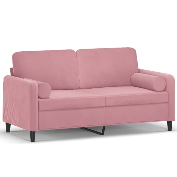 vidaXL Canapé 2 places avec oreillers décoratifs rose 140 cm velours