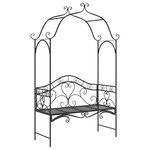 vidaXL Banc de jardin avec coussin Noir 104 x 54 x 93cm Acier