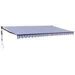 vidaXL Auvent rétractable automatique bleu et blanc 5x3 m