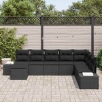 vidaXL Ensemble de canapé de jardin avec coussin 8 Pièces Noir polyrotin