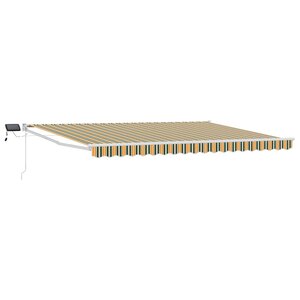 vidaXL Store rétractable manuel avec LEDs Vert Jaune Blanc 4 × 3 m