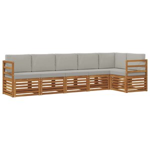 vidaXL Ensemble de canapés d'extérieur 6 pc Gris Naturel et Clair