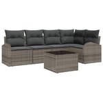 vidaXL Ensemble de canapé de jardin avec coussin 6 Pièces Gris Poly rotin