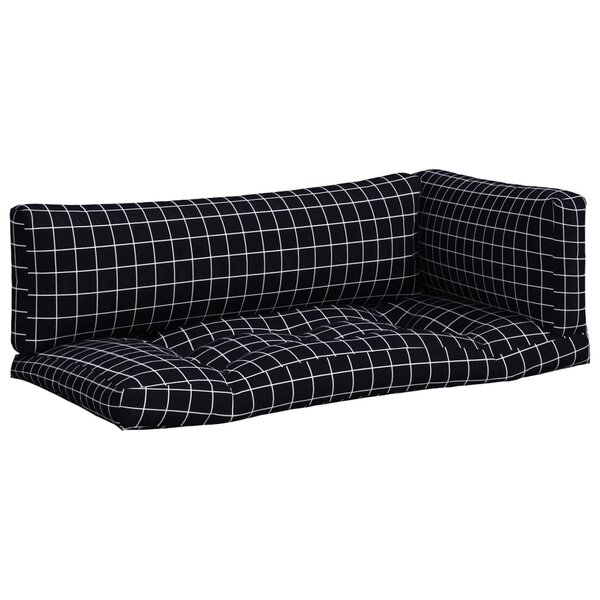 vidaXL Coussins de palette lot de 3 motif à carreaux noir tissu Oxford