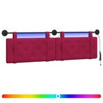 vidaXL Tête de lit suspendue Avec lumière LED Bordeaux Velours