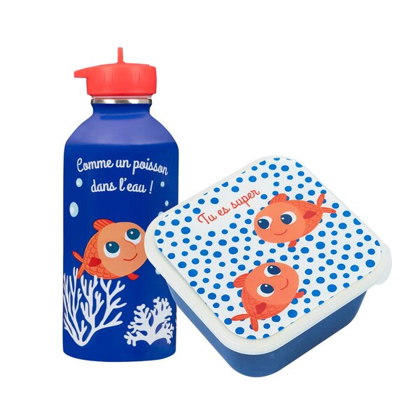 Kit Enfant Boîte À Goûter & Gourde - Poisson - Draeger paris