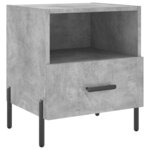 vidaXL Table de chevet gris béton 40x35x47 5 cm bois d’ingénierie