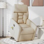 vidaXL Fauteuil inclinable de massage électrique Crème Tissu