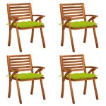 vidaXL Chaises de jardin avec coussins lot de 4 Bois de teck solide
