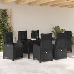 vidaXL Ensemble de salle à manger de jardin 7 pièces en osier poly noir