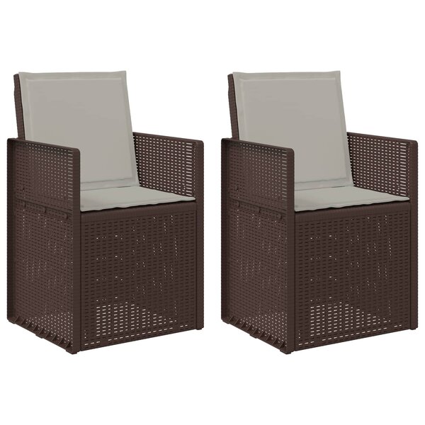 vidaXL Chaises de jardin salle à manger 2 pc Marron et gris clair PP
