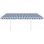 vidaXL Auvent automatique rétractable avec poteaux 4 5x3 5m Bleu blanc