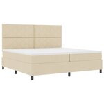 vidaXL Lit à ressorts avec matelas et LED - Crème  200 x 200 cm  en tissu