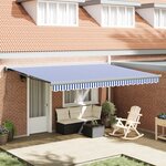 vidaXL Auvent rétractable automatique bleu et blanc 450x300 cm