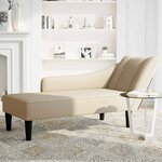 vidaXL Fauteuil long avec accoudoir droit crème tissu