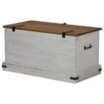 vidaXL Coffre de rangement HALDEN blanc 91x48x47 cm bois massif pin
