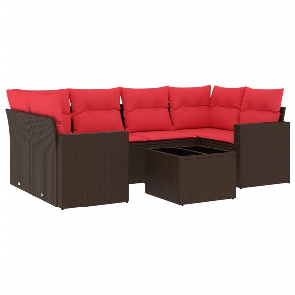 vidaXL Salon de jardin avec coussins 7 Pièces marron résine tressée