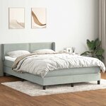 vidaXL Sommier à lattes de lit et matelas gris clair 160x220cm velours