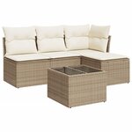 vidaXL Salon de jardin avec coussins 5 Pièces beige résine tressée