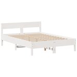 vidaXL Lit bibliothèque sans matelas blanc 140x190 cm bois pin massif