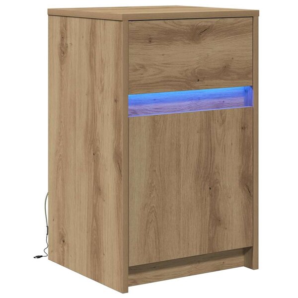 vidaXL Armoire de chevet LED chêne artisanal 38 x 34 x 61 cm
