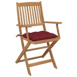 Vidaxl chaises pliables de jardin 2 pièces avec coussins bois d'acacia