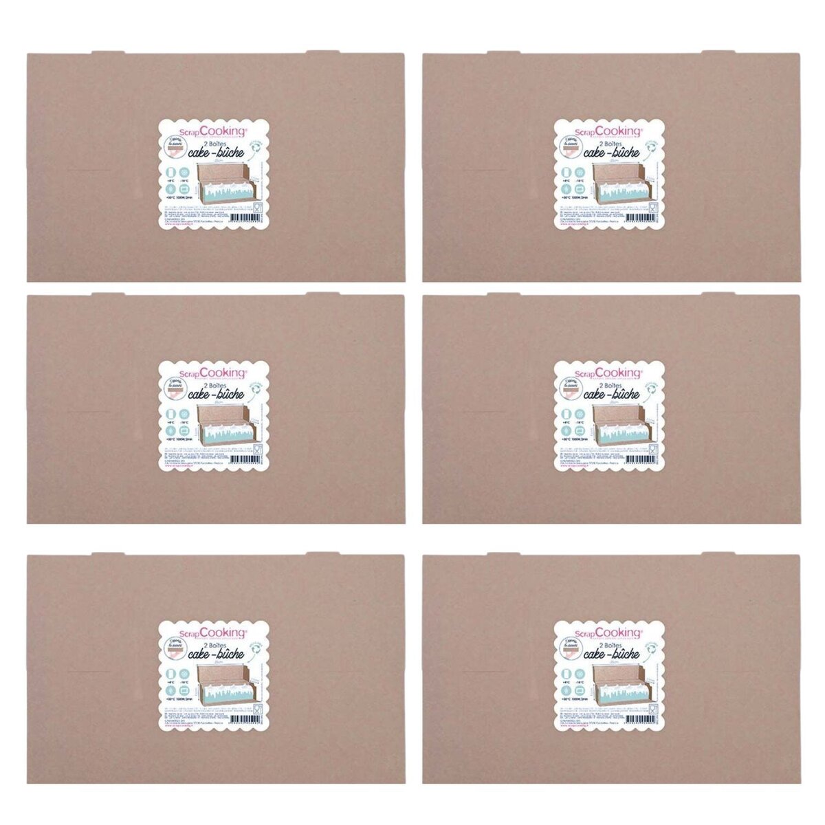 Boite de transport pour bûche de Noël en carton avec poignées modèle glacé  11 x 11 x 35 cm - Patisdecor