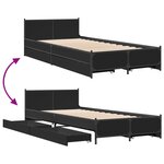 vidaXL Cadre de lit avec tiroirs sans matelas noir 100x200 cm