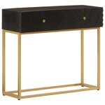 vidaXL Table console noir 90x30x76 cm bois massif de manguier et fer