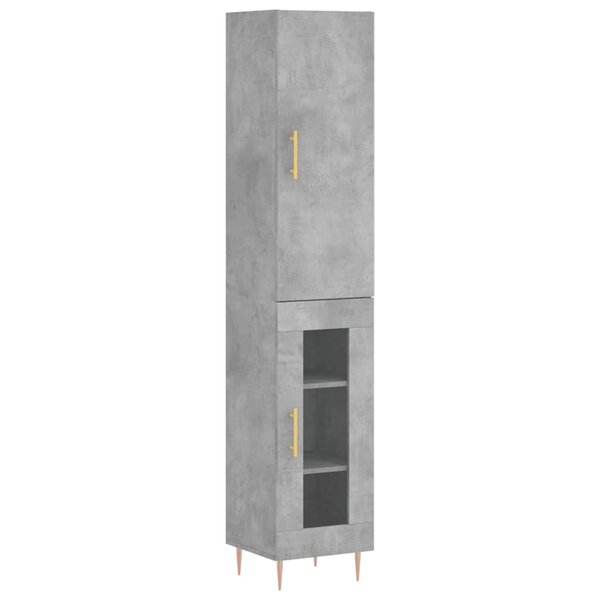 vidaXL Buffet haut Gris béton 34 5x34x180 cm Bois d'ingénierie