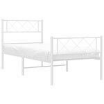 vidaXL Cadre de lit métal sans matelas avec pied de lit blanc 90x200cm