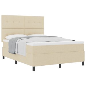 vidaXL Lit à ressorts avec matelas Crème 140 x 200 cm tissu