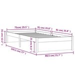 vidaXL Cadre de lit bois massif 75x190 cm petit simple