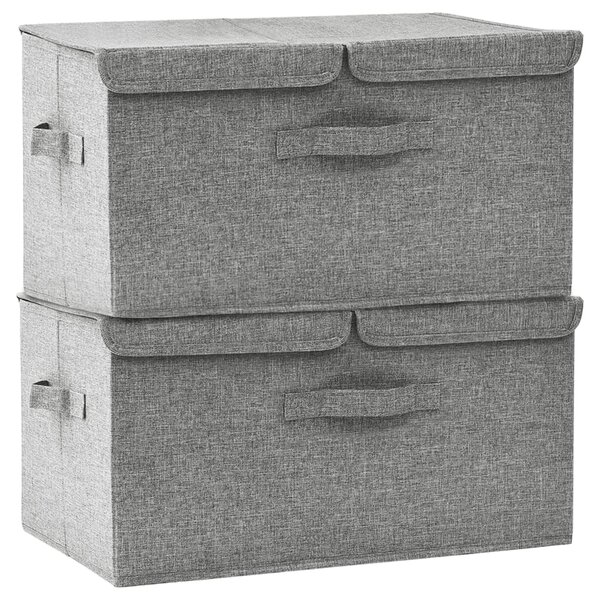 vidaXL Boîtes de rangement 2 Pièces Tissu 50x30x25 cm Gris