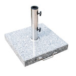 Pied/base de parasol granite gris poignée et roulettes compatible pied parasol Ø 35/38/48 mm