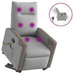 vidaXL Fauteuil inclinable de massage électrique gris nuage tissu