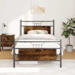 vidaXL Cadre de lit sans matelas chêne fumé 100x190 cm bois ingénierie