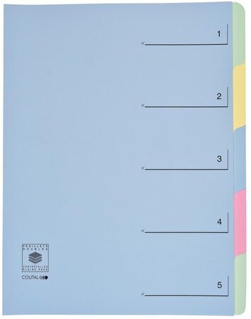 Trieur 5 onglets en dossier Dos extensible Rubriques imprimées Bleu COUTAL