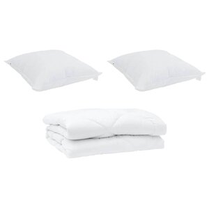 vidaXL Couette avec oreiller 3 Pièces Blanc 240 x 200 cm Microfibre