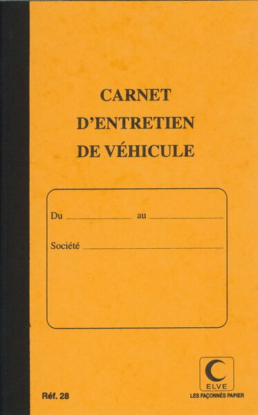 Piqure Carnet d'entretien véhicule 32 pages 21x13 cm - protège cahier cristal ELVE