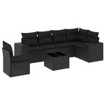 vidaXL Salon de jardin 7 Pièces avec coussins noir résine tressée