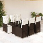 vidaXL Ensemble de bistro de jardin 7 Pièces coussins marron poly rotin