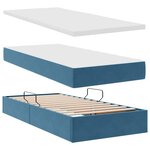 vidaXL Lit de Rangement avec matelas Bleu foncé 100 x 200 cm Velours
