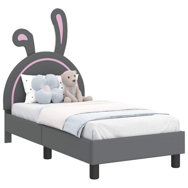 vidaXL Cadre de lit pour tout-petit avec tête de lit Gris clair PU