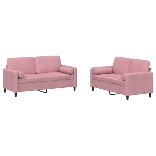 vidaXL Ensemble de canapés 2 Pièces avec coussins rose velours