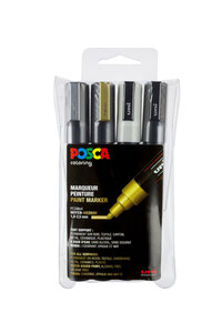 Marqueurs Posca PC5M Pointe conique moyenne Metalic 4 pièces
