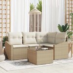 vidaXL Ensemble de canapé de jardin 5 Pièces Beige Poly rotin