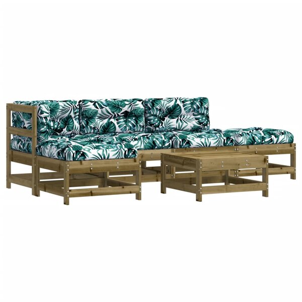 vidaXL Salon de jardin 6 Pièces avec coussins bois de pin imprégné